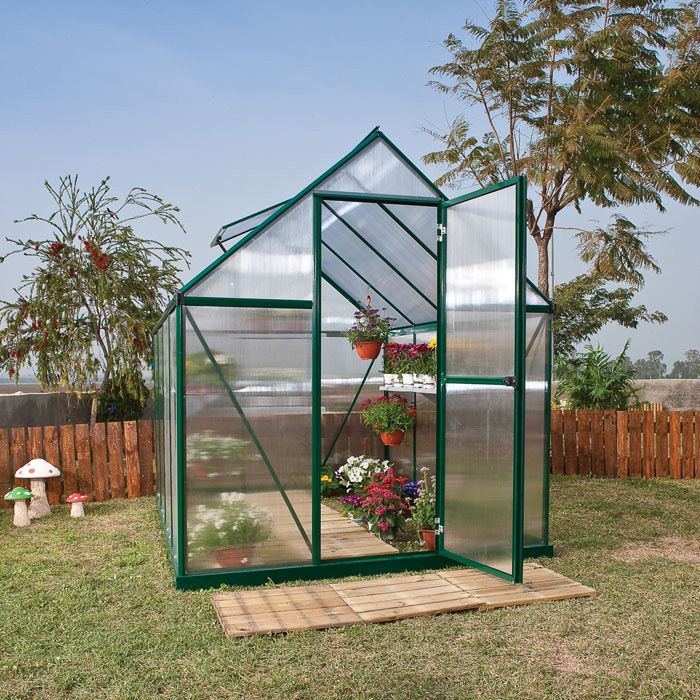 Palram - Canopia 6’ x 8’ Mythos Green Polycarbonate Greenhouse