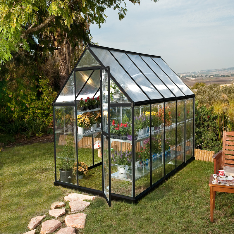 Palram - Canopia 6’ x 10’ Nature Hybrid Grey Polycarbonate Greenhouse