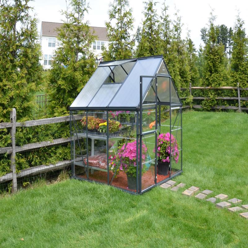 Palram - Canopia 6’ x 6’ Nature Hybrid Grey Polycarbonate Greenhouse
