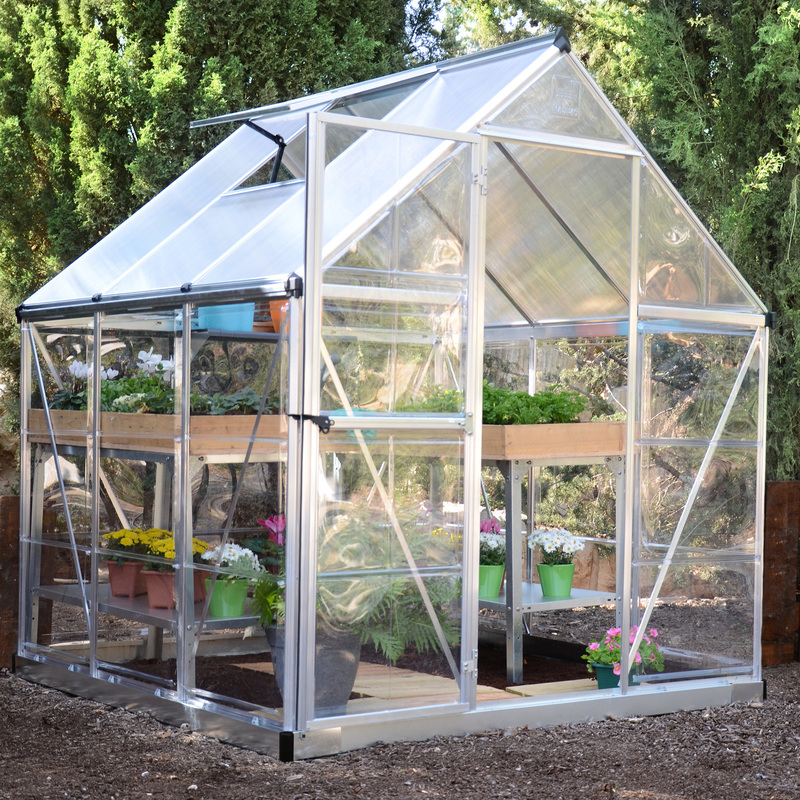 Palram - Canopia 6’ x 6’ Nature Hybrid Silver Polycarbonate Greenhouse
