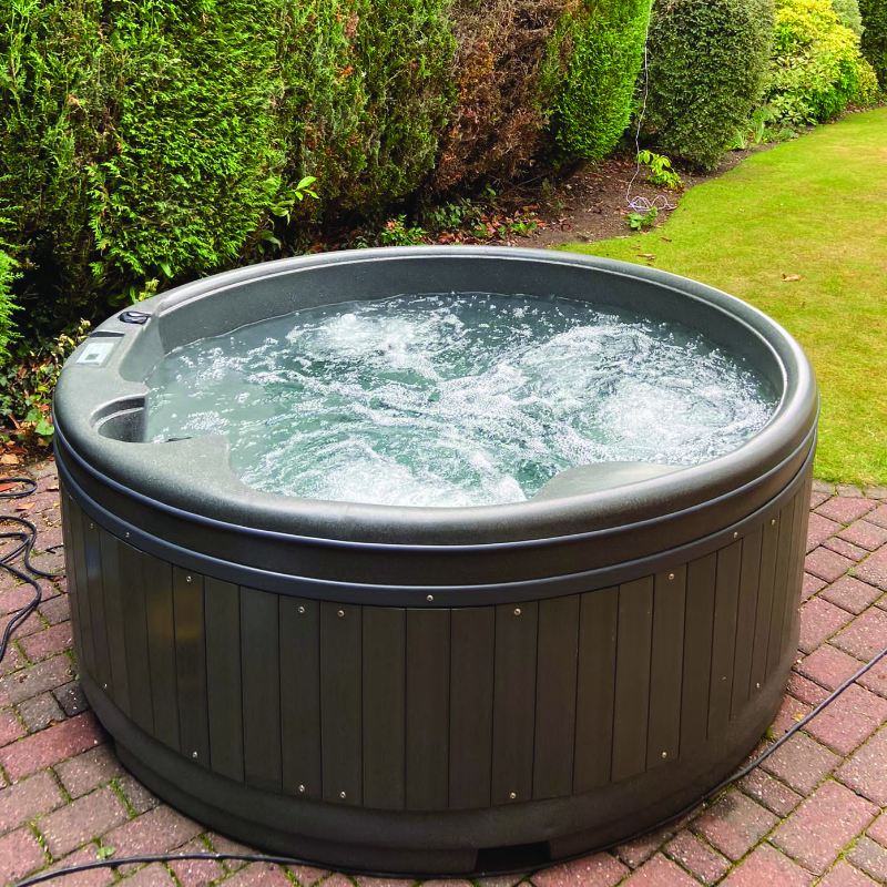 Rotospa Orbis 4-5 Person Circular Spa Hot Tub with 8.8kw Air Sourced Heat Pump - Dark Grey