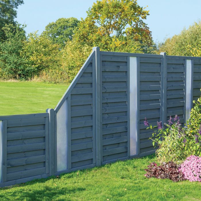 Rowlinson 3’ x 6’ Horizontal Hit & Miss Fence Panel With Opaque Insert - Close Boarded