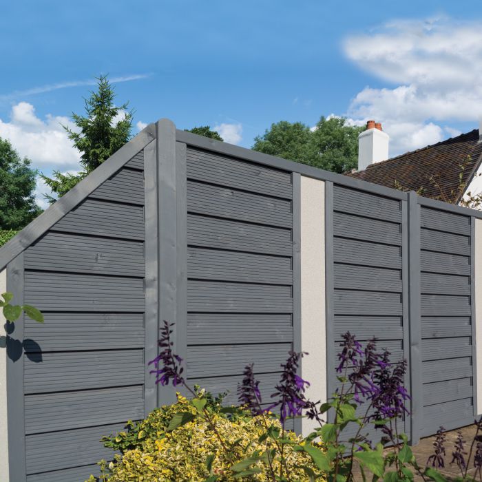 Rowlinson 3’ x 6’ Horizontal Hit & Miss Fence Panel With Solid Insert Angled - Close Boarded
