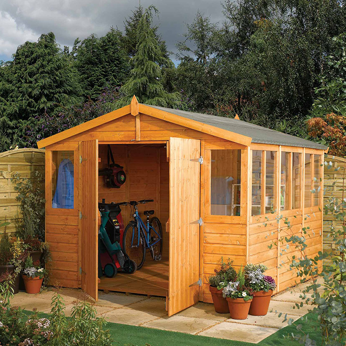 Rowlinson 9’ x 9’ Double Door Tongue and Groove Apex Workshop