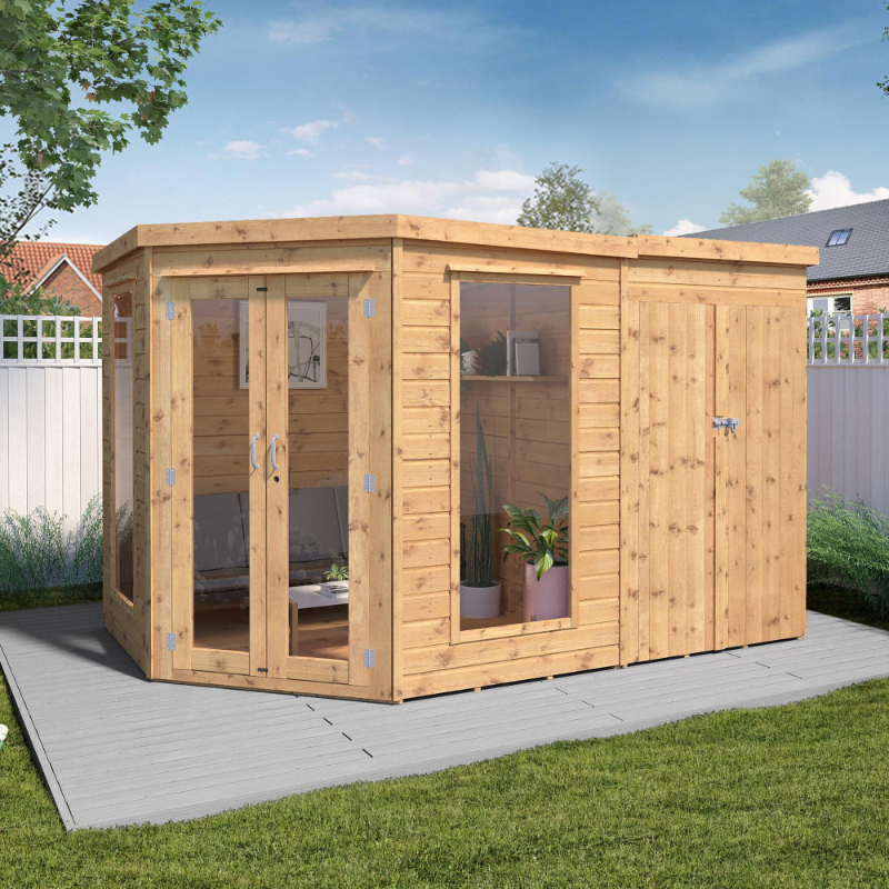 Adley 11’ x 7’ Chelsea Deluxe Corner Summer House With Side Shed
