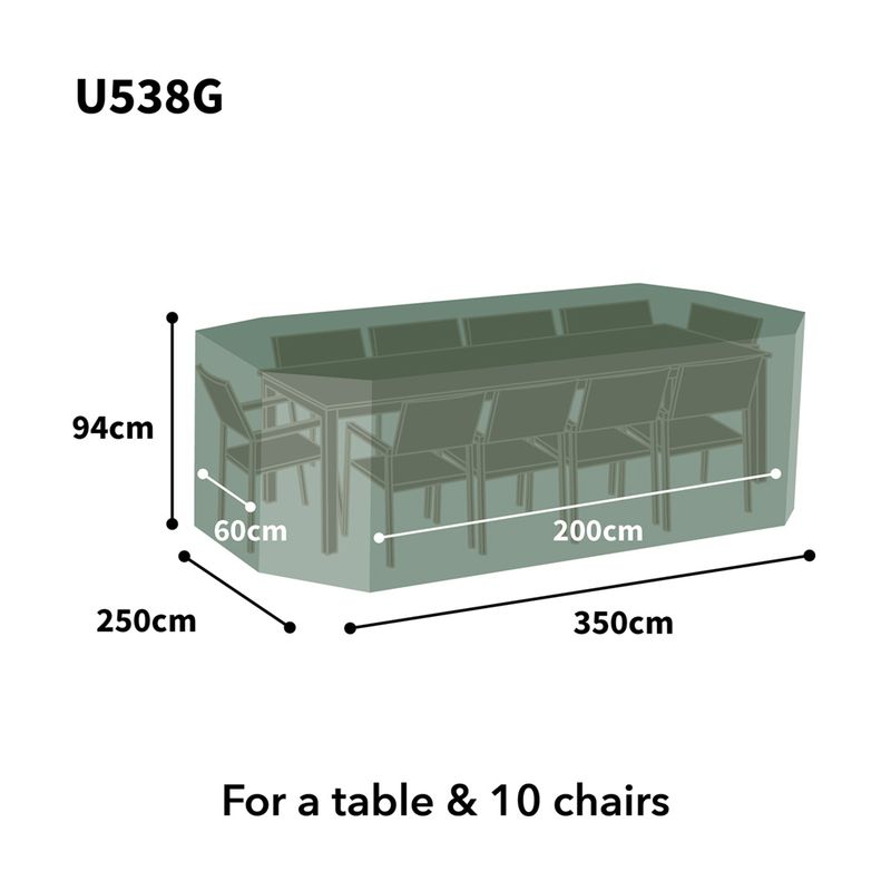 Ultimate Protector Rectangular Patio Set Cover - 10 Seat - Green